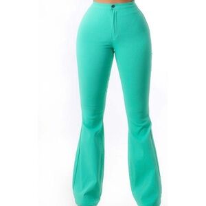 Women's High-Waisted Flare Pants - Mint